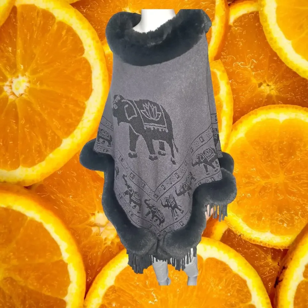 Elephant with Faux‎ Fur Cape Size OSFM